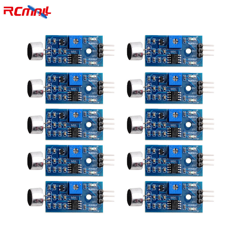 RCmall 10Pcs ไมโครโฟนเสียงโมดูลสำหรับ Arduino Analog ดิจิตอลเอาต์พุตเซ็นเซอร์