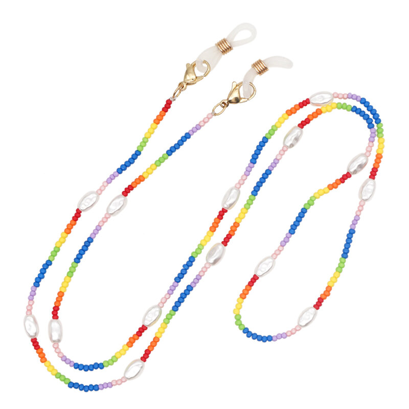 Go2Boho Glazen Ketting Zonnebril Bandjes Kralen Lanyard Imitatie Parel Maskers Kettingen Regenboog Kleurrijke Neckace Sieraden Vrouwen 2021