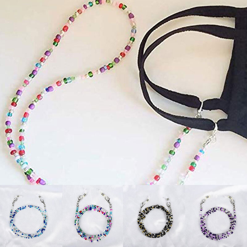 Cadena colgante Bohemia para mascarilla, cordón antipérdida para máscara de cuello y gafas, con cuentas de colores, 2021