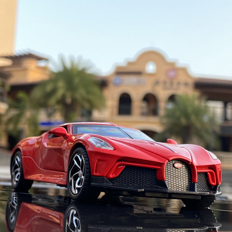 Coche deportivo de aleación Bugatti Lavoiturenoire 1:32, vehículo de juguete de Metal fundido a presión, colección de modelos de coches de alta simulación, regalo para niños