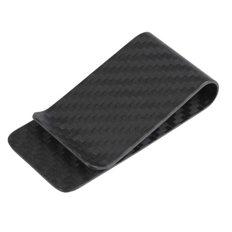 本物のマットな光沢のあるカーボンファイバー製の財布,カードホルダー用の財布,ポケットクリップ付きの黒の質感,カーボンファイバーウォレット