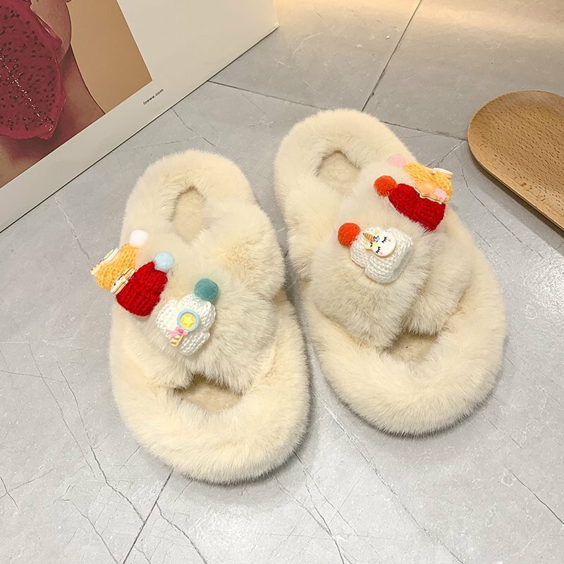 Women Cotton Slippers Winter Keep warm Cold protection Lady Slippers Hard-Wearing Non-slip Outdoor Fashion Light Woman Slippers