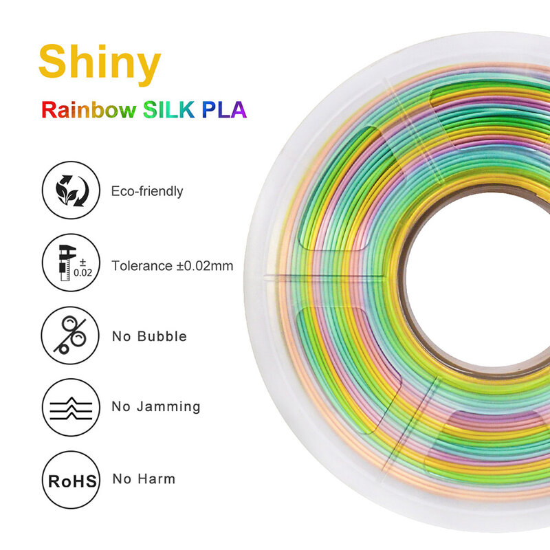 SUNLU-filamento de seda PLA 3D, 1,75 MM, 1KG, efecto de textura de seda sin burbujas, ecológico, Biodegradable, inodoro, baja contracción