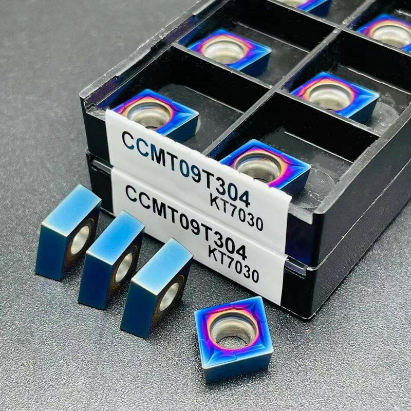 Alat pemutar internal CCMT09T304 internal kualitas tinggi, alat pemotong karbida disemen biru nano CCMT