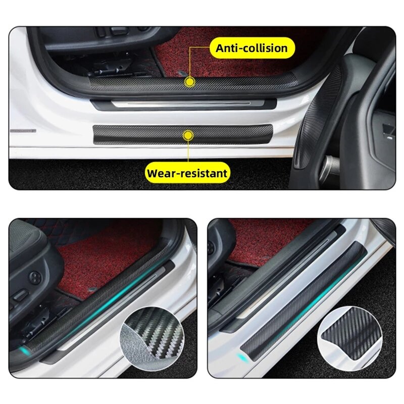 Nano Carbon Fiber Auto Sticker Diy Plakken Protector Strip Auto Instaplijsten Zijspiegel Anti Kras Tape Waterdichte Bescherming Film