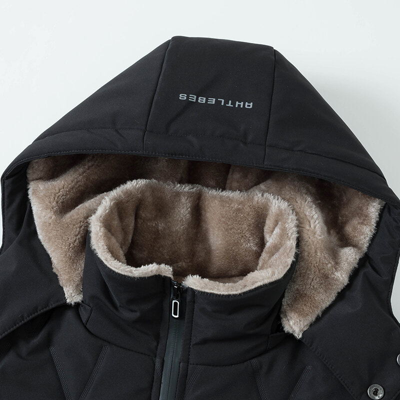 Gruby polar parki z kapturem kurtka mężczyźni 2021 zima nowy wysokiej jakości wodoodporny płaszcz moda Casual zima wełniana wkładka parki mężczyzna