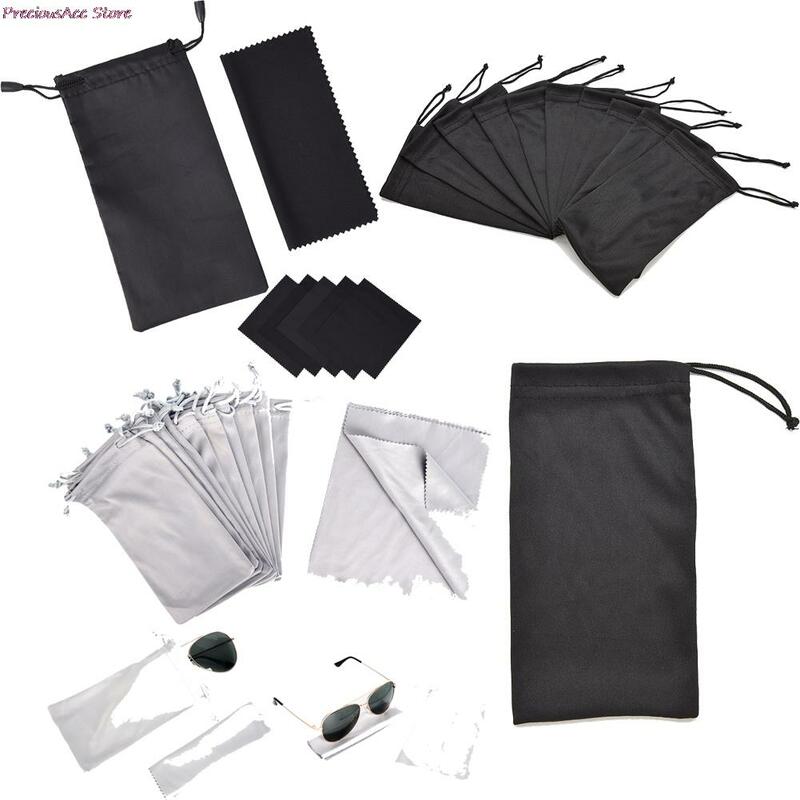 Étui à lunettes gris noir étanche à la poussière pochettes pour lunettes de soleil Mp3 pochette en tissu souple lunettes sac de transport