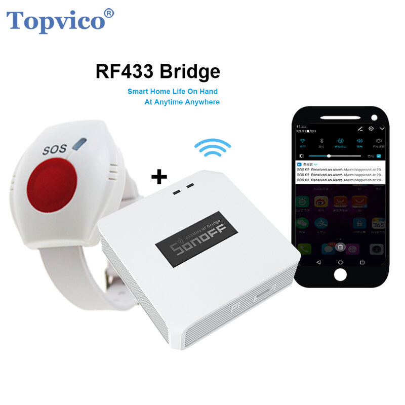 Botón de emergencia WIFI para ancianos RF 433mhz, alarma de emergencia, reloj inalámbrico, pulsera para personas mayores, aplicación para Android e IOS