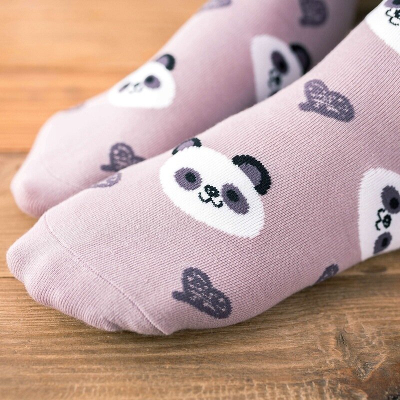 Calcetines de algodón con dibujos de animales para mujer, calcetín corto informal, Harajuku, Kawaii, Panda, oso, gato, a la moda, venta al por mayor