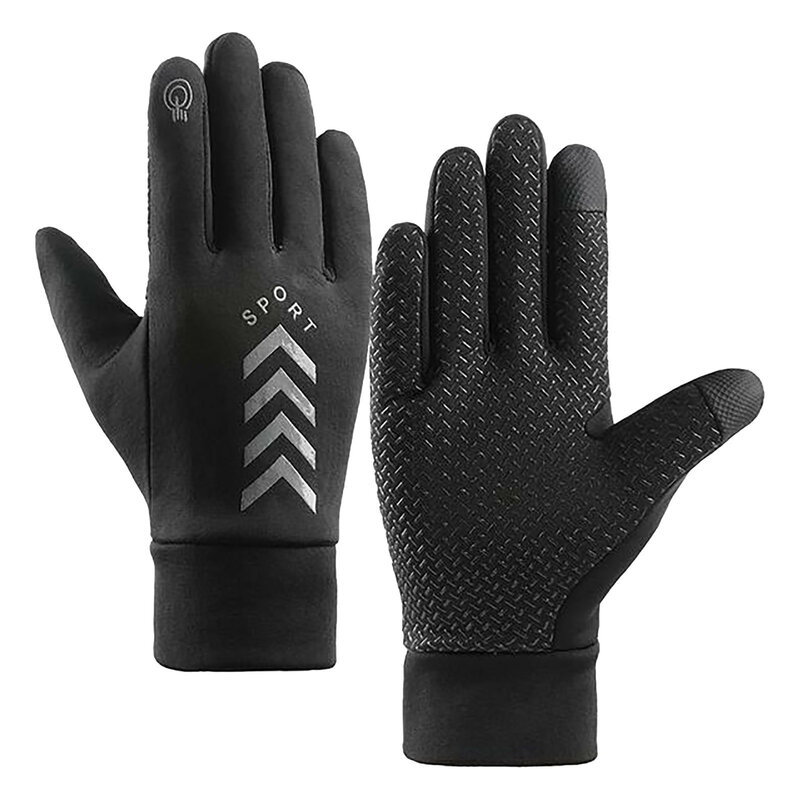 Zimowe rękawiczki męskie Camping aksamitne rękawiczki z ekranem dotykowym do biegania antypoślizgowe odblaskowe wodoodporne damskie ciepłe sporty narciarskie H5