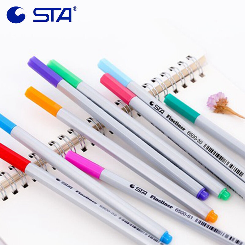 STA 6500 Colored Hook Line Pen 0.4mm Hand-painted/Comic 18/26 Colors Stroke Needle Pens Design Architectural Line Draft Sketch