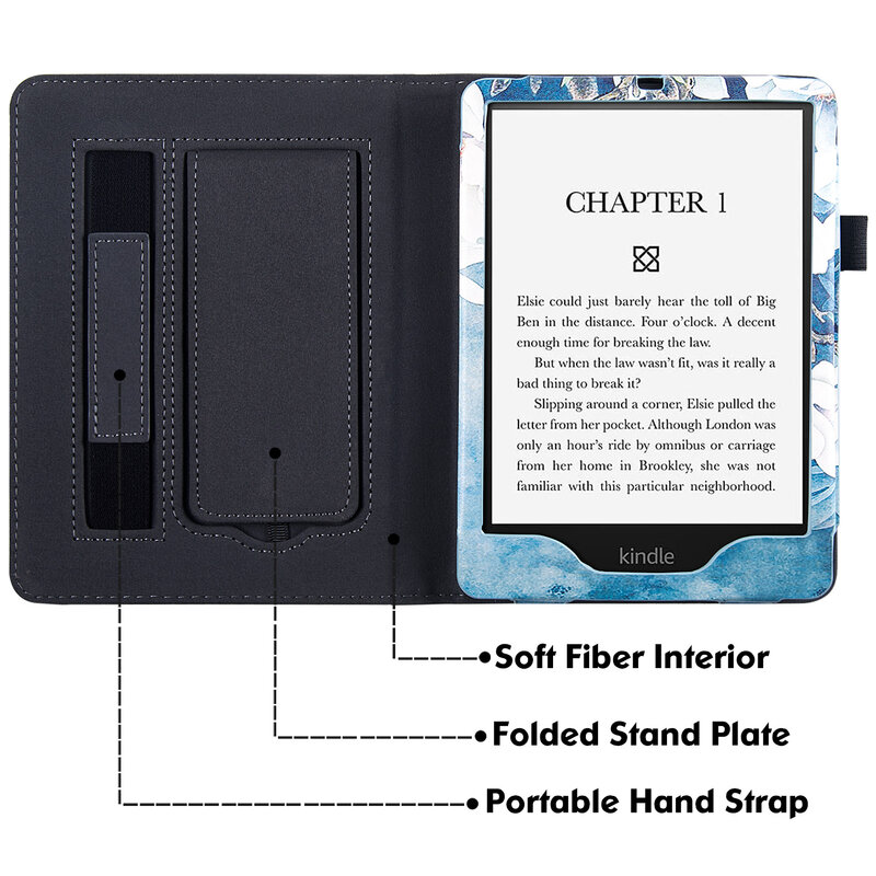 Estojo com suporte para Kindle Paperwhite 11ª geração de 6,8" e Kindle Paperwhite Signature Edition - capa de couro PU com descanso/vigília