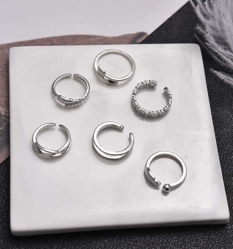 12PCS anelli regolabili per le donne in acciaio inossidabile fiore freccia fascia anello aperto coda donne estate spiaggia piede Set di gioielli