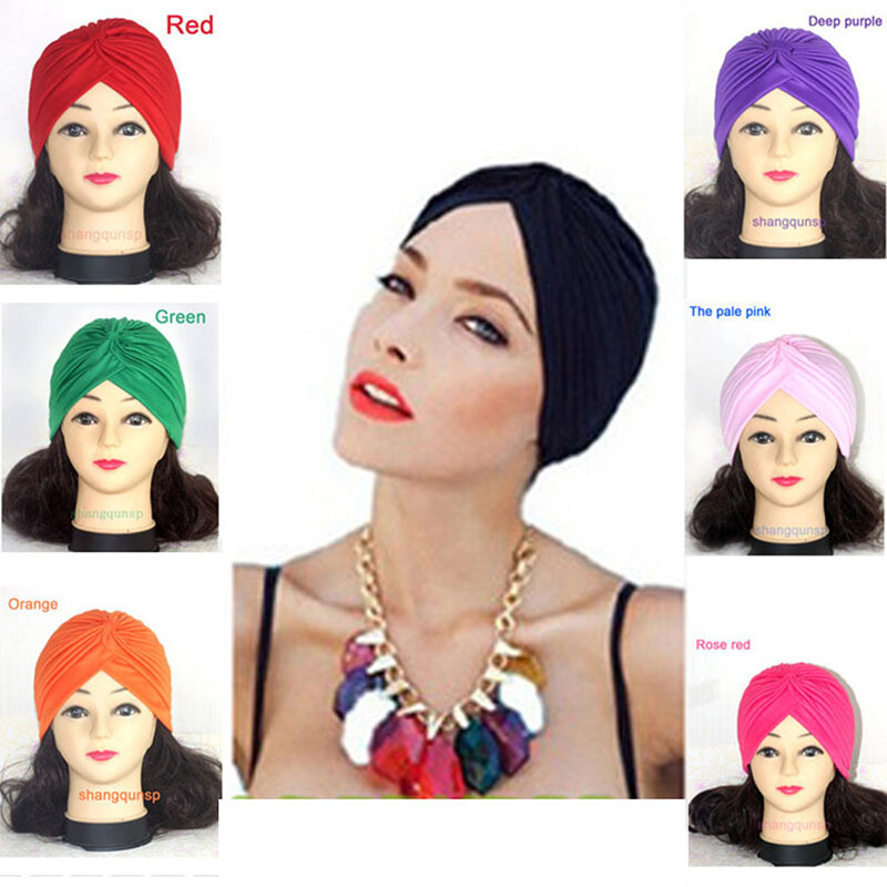 Bohemian Hijab Caps ผู้หญิงยืด Hijab ผ้าพันคอผ้าฝ้าย Cross มุสลิม Hijab Headscarf หมวกหมวกหมวกมุสลิมผ้าพันคอ Crinkle Hijab ใหม่