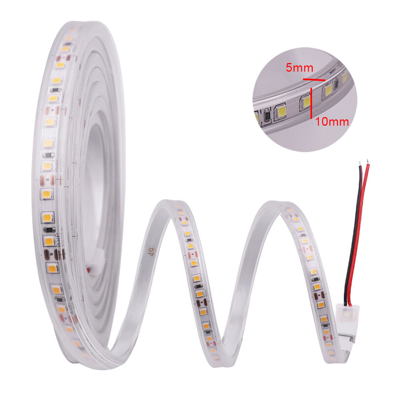 Tira de luces LED SMD2835, cinta Flexible de 12V y 24V, 120Leds/m, resistente al agua IP67, cuerda de rayas, blanco Natural, 4000K/cálido