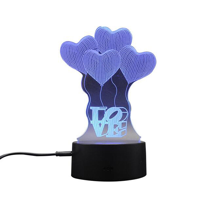 1PCS Fashion New 3D Illusion Lamp RGB LED Night Light Acrylic Panel For Kids Cartoon Gifts