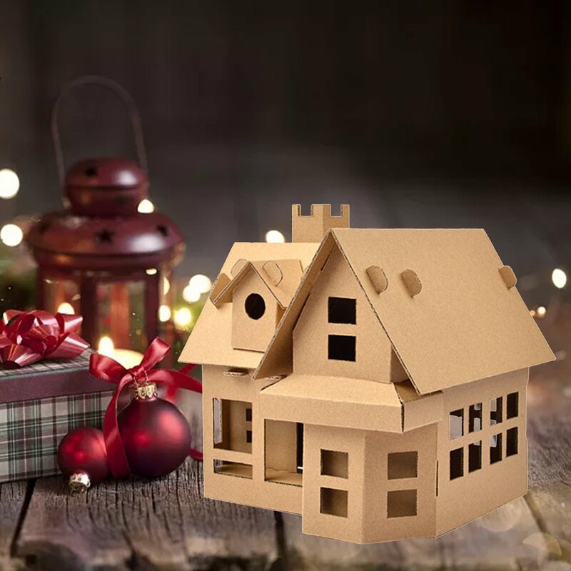 2021Christmas Cookie House Decorations Children Handmade Diy Material Package Luminous Homemade Hut Christmas Kindergarten Gift