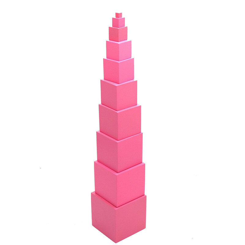 Монтессори деревянная розовая башня головоломка игрушки для математики деревянный куб детский сад раннее образование обучающая помощь детям подарки для малышей