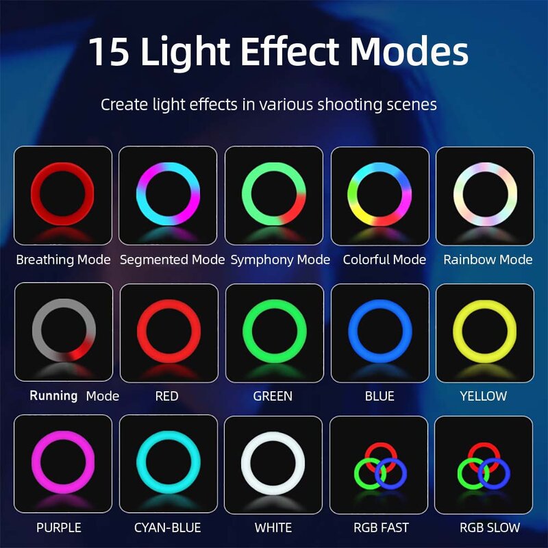 RGB 휴대용 LED 필 라이트, 휴대폰 메이크업 미러 필 라이트, 컬러풀한 플래시 램프, 사진, 라이브 방송 셀프 조명