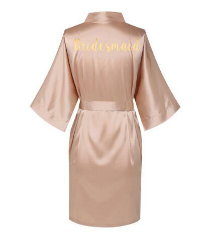 Атласный шелковый халат для невесты цвета розового золота, Свадебный халат для подружки невесты, халат для невесты, халаты для подружек невесты