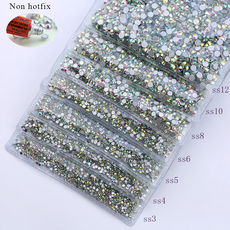 QIAO Flat Back Gems Round Crystal Rhinestones for Crafts Nail Face Art Sewing & Fabric Clothes Shoes Bags DIY Decoration