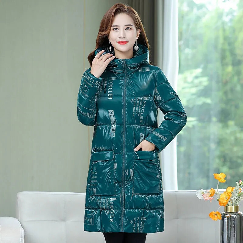 2021 nova moda mães inverno wear meados de comprimento para baixo algodão jaqueta feminina temperamento solto acolchoado algodão roupas casaco a705