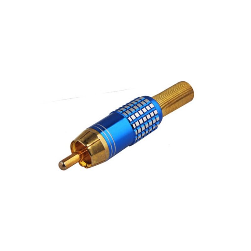 Superbat RCA Male Straight Crimp Blue Connector Untuk Kabel 50-5