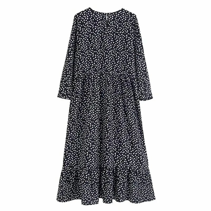 Franzido inglaterra vintage elegante polka dot impressão midi vestido feminino vestidos de festa de noche maxi vestido womens blazer