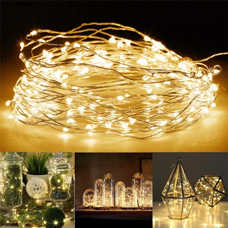 Luzes LED Cordas para Festa de Natal Ano Novo, Decoração de Casa, Photo Clip, Suporte, Luzes de Fadas, Bateria, Casamento, 1m, 2m, 3m, 5m