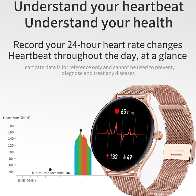 Montre connectée pour hommes femmes, moniteur de fréquence cardiaque, de pression artérielle, moniteur d'activité physique, pour Android IOS, nouveau