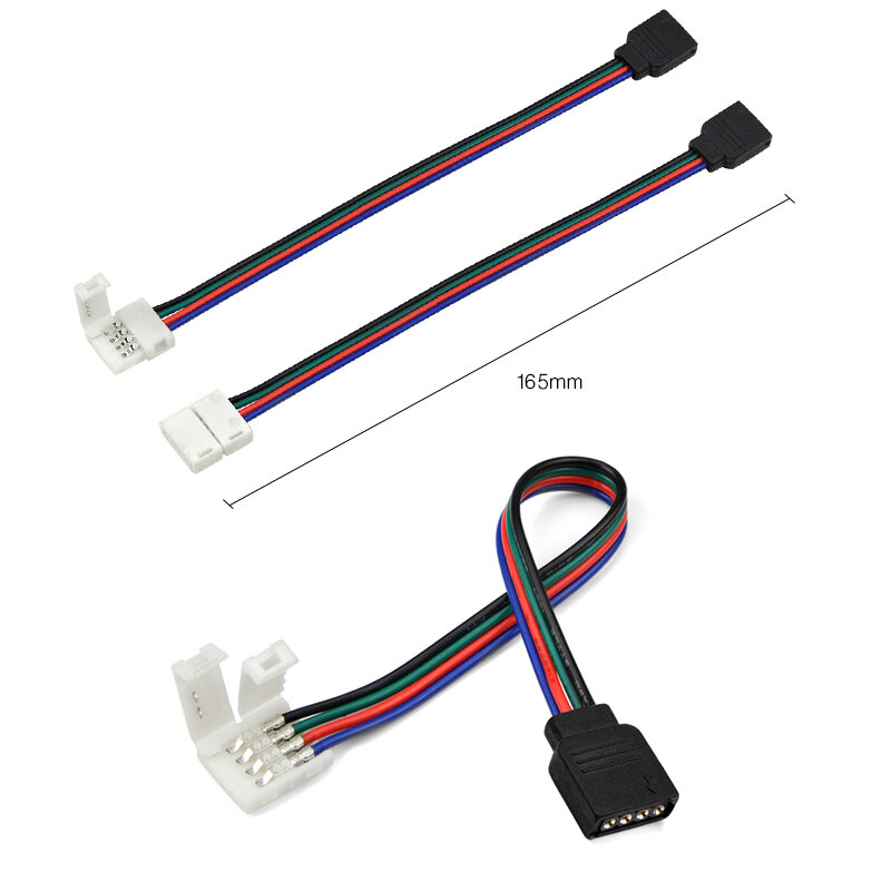 RGB LED Strip Connector, conector de solda livre para 5050 SMD, LED Strip Connector Acessórios, 4Pin, 10mm, 1Pc, 5Pcs