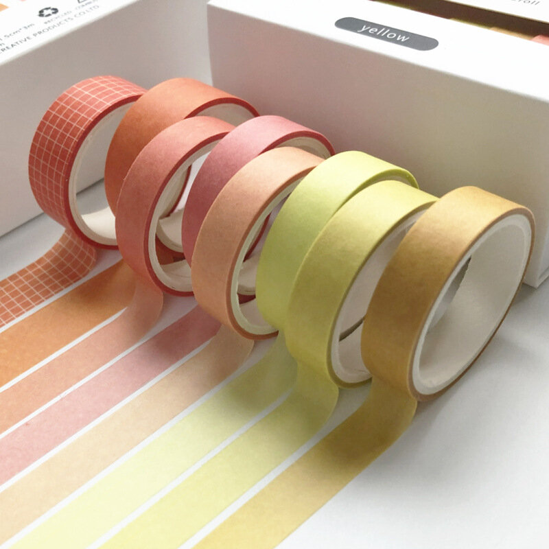 Juego de cintas Washi de decoración básica de Color sólido Retro, álbum de recortes DIY, pegatina linda, cinta adhesiva Kawaii, suministros escolares, 8 piezas por juego