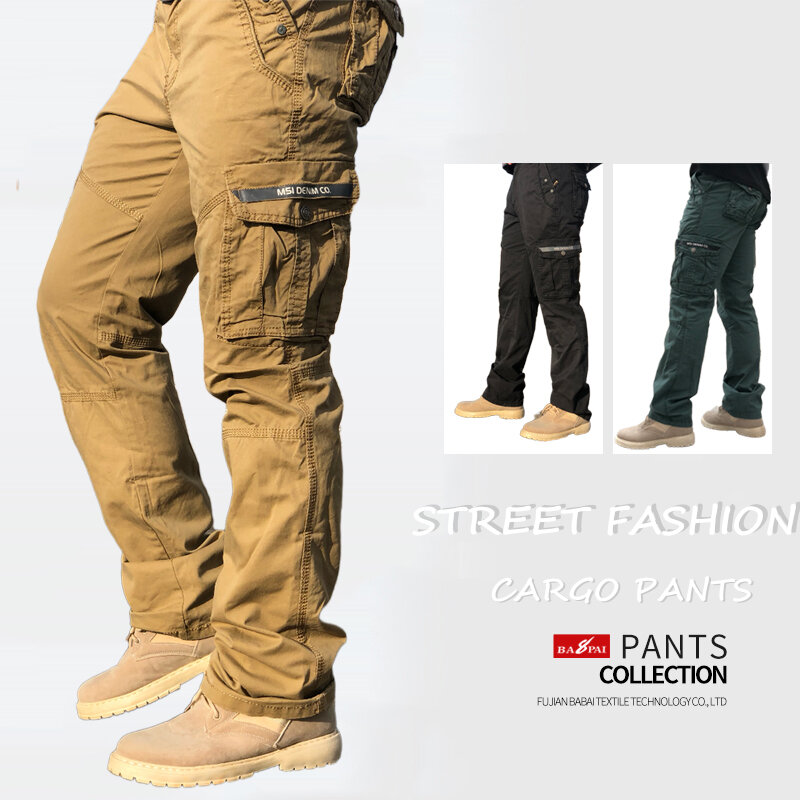 BAPAI-pantalones de trabajo de moda para hombre, ropa de trabajo resistente al desgaste para exteriores, montañismo, pantalones Cargo de moda urbana