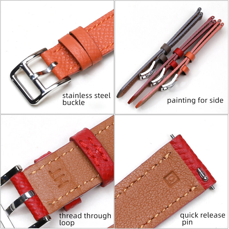 PESNO compatible with H Hour HH1.210 501 16mm20mm Genuine Calf Skin Leather Watch Straps bracelet  Top Layer Leather Watch Bands