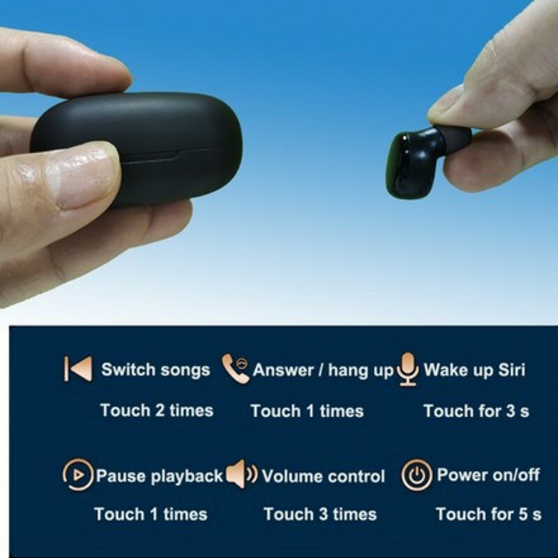 Juessen S8031 TWS 5,0 Fingerprint Touch Bluetooth Kopfhörer HD Stereo Sport Drahtlose Kopfhörer IPX7 Wasserdichte Kopfhörer
