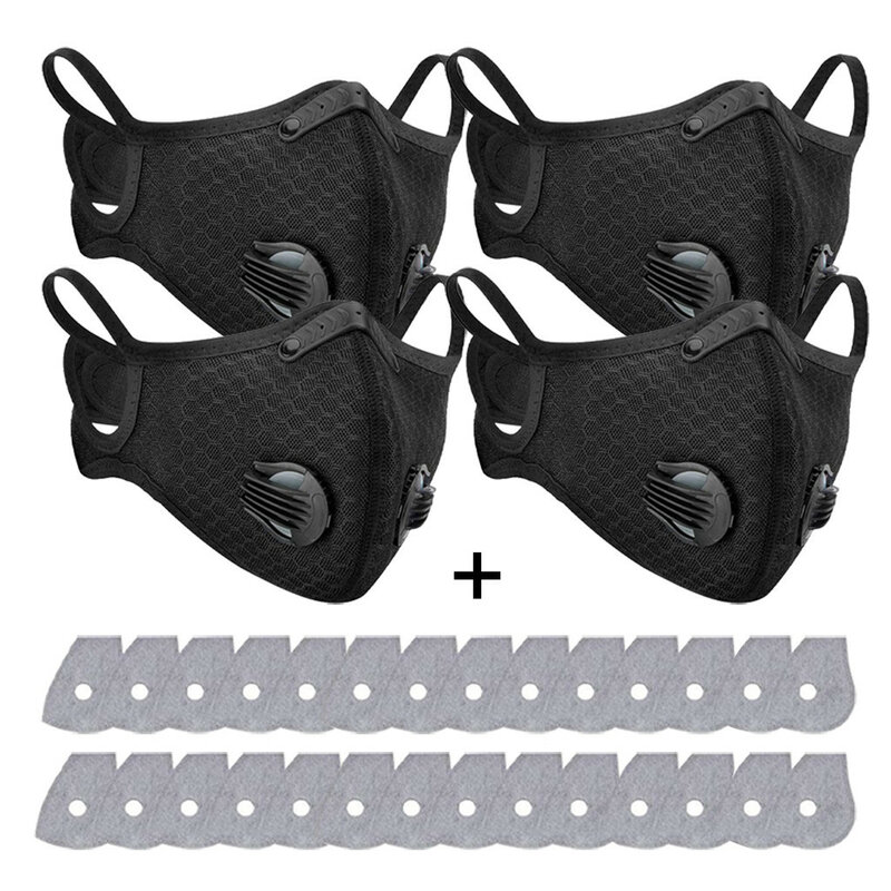 4 sztuk wielokrotnego użytku maska rowerowa na twarz pokrywa Unisex oddychająca sport maska ochronna na twarz filtr zamienny z 28 sztuk filtr Sex zabawki