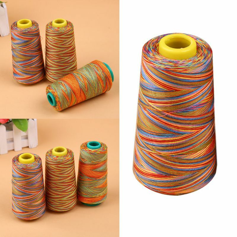 3000 Yards Graident Rainbow Polyester Embroidery Sewing Thread Stitching Yarn NEW
