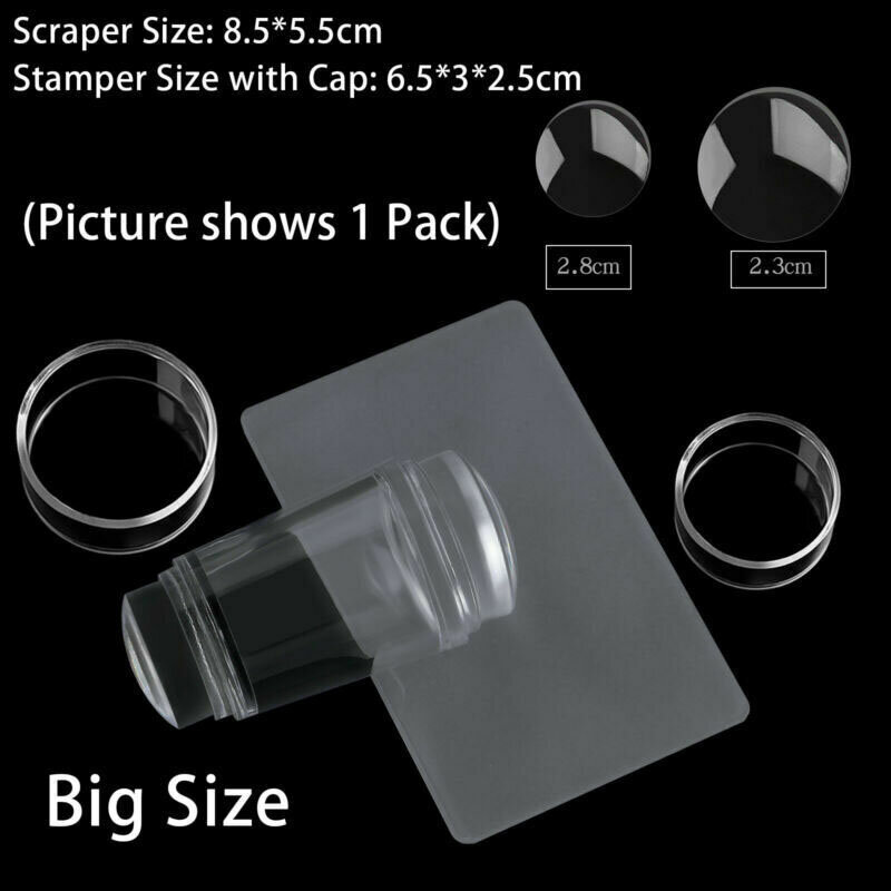 Прозрачный двухсторонний стемпер + скребок Средний двухсторонний прозрачный штамп и скребок для штампованных скребков для ногтей Набор для штамповки ногтей