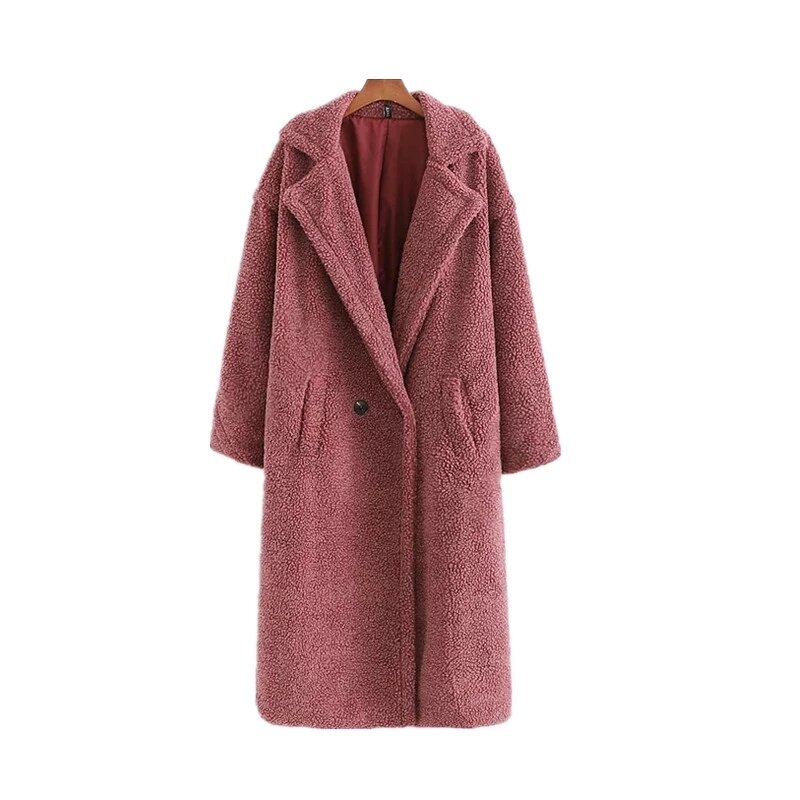 긴 테디 베어 자켓 코트 여성 겨울 2022 두꺼운 따뜻한 대형 Chunky 겉옷 여성 오버 코트 가짜 모피 코트