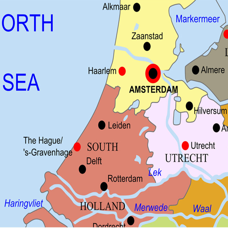 Mappa formato A2 dei paesi bassi In tela decorativa olandese pittura Poster da parete materiale scolastico di viaggio soggiorno decorazione domestica