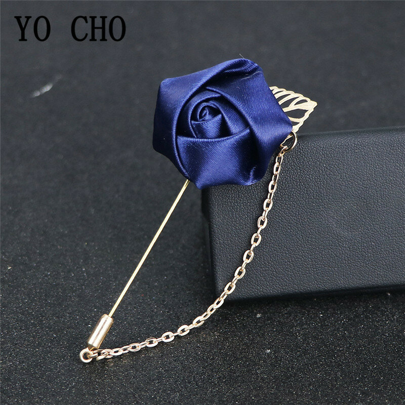 YO CHO – broche de mariage pour homme, broche en soie bordeaux, fleur de Rose, boutonnière de mariage, accessoire de fleur