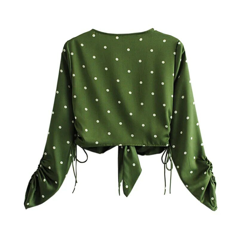 Green Womens Tops And Blouses 2020 Summer Polka Dot Boho Kimono Cardigan Casual Shirts Femme Vintage Blusas DD2481