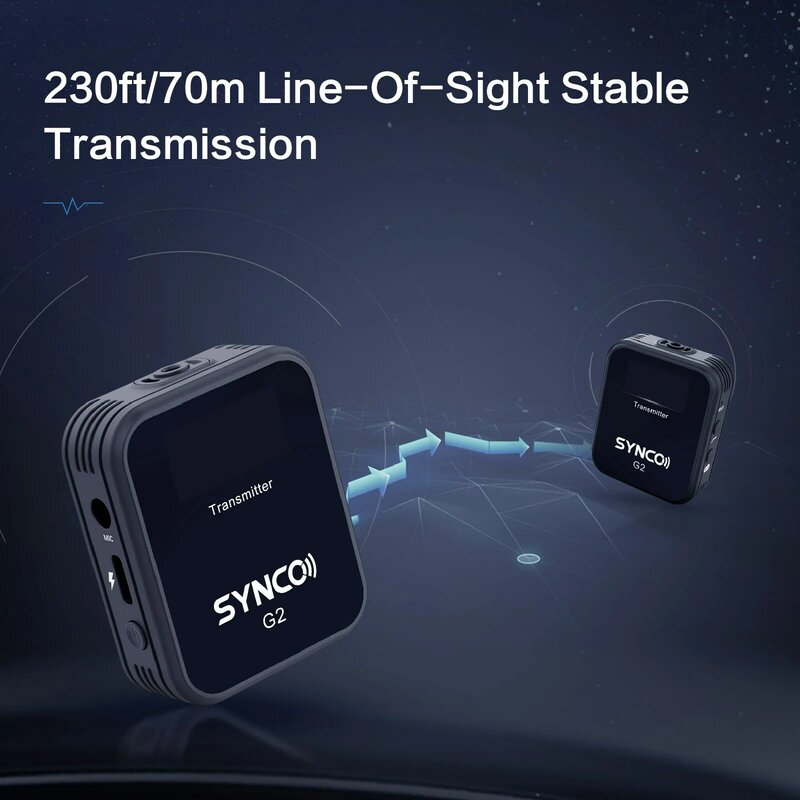 SYNCO 무선 라발리에 마이크 시스템, 스마트폰 테이블 DSLR 카메라 실시간 모니터링, G2A1 G2A2 G2 A1 A2 마이크