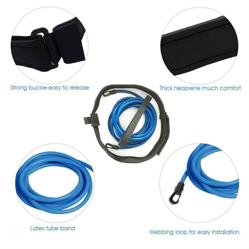 3/4m Adjustable Swim Training Resistance Elastic Belt Swimming Exerciser Safety Swimming Belt Swim Tether Elastic Rope Band