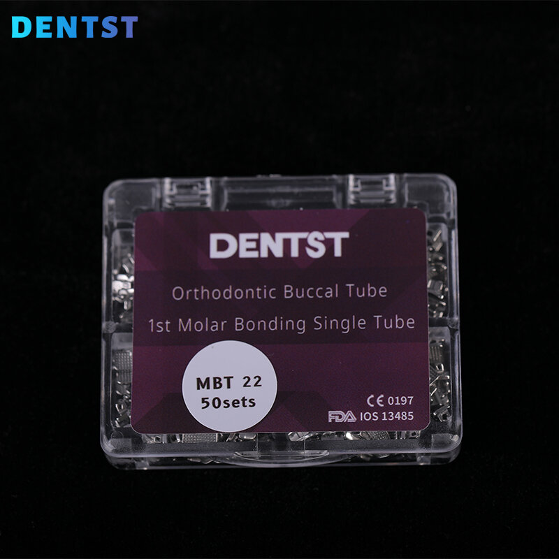 Dentst-tubos bucales no convertibles para ortodoncia, Base de malla MBT, 200 Roth, 50 juegos/0.022 piezas