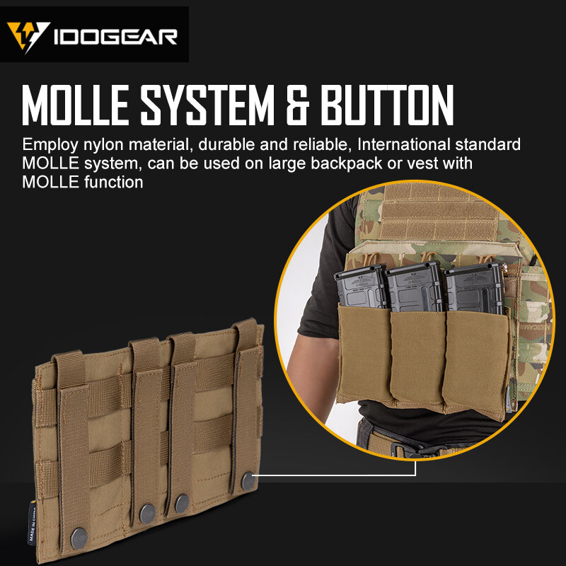 IDOGEAR 5.56นิตยสารยุทธวิธี Fast วาด MOLLE Mag Pouch Carrier Triple เปิดด้านบน3555