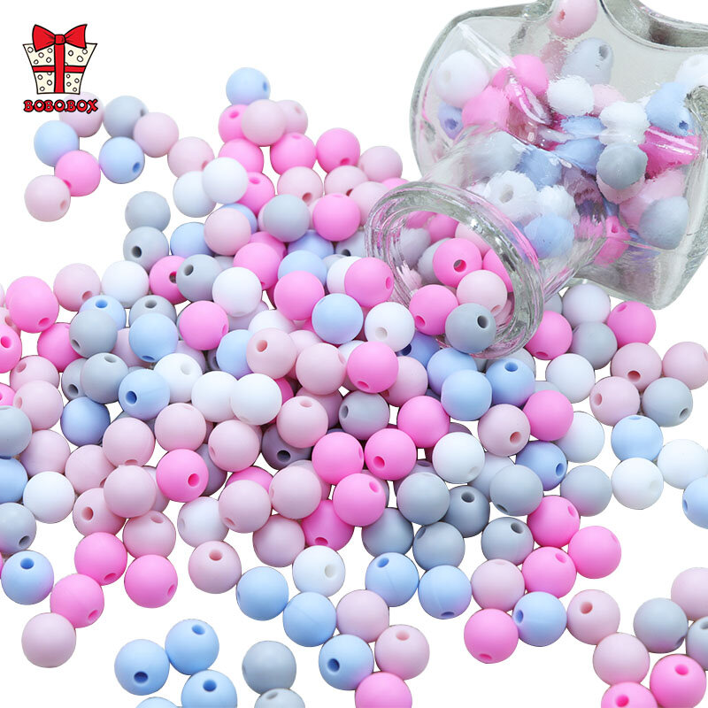 BOBO.BOX 9mm 50pcs Silicone Beads Pearl Silicone Food Grade Teething Beads DIY BPA Free Jewelry Baby Teether Toy Pacifier Chain