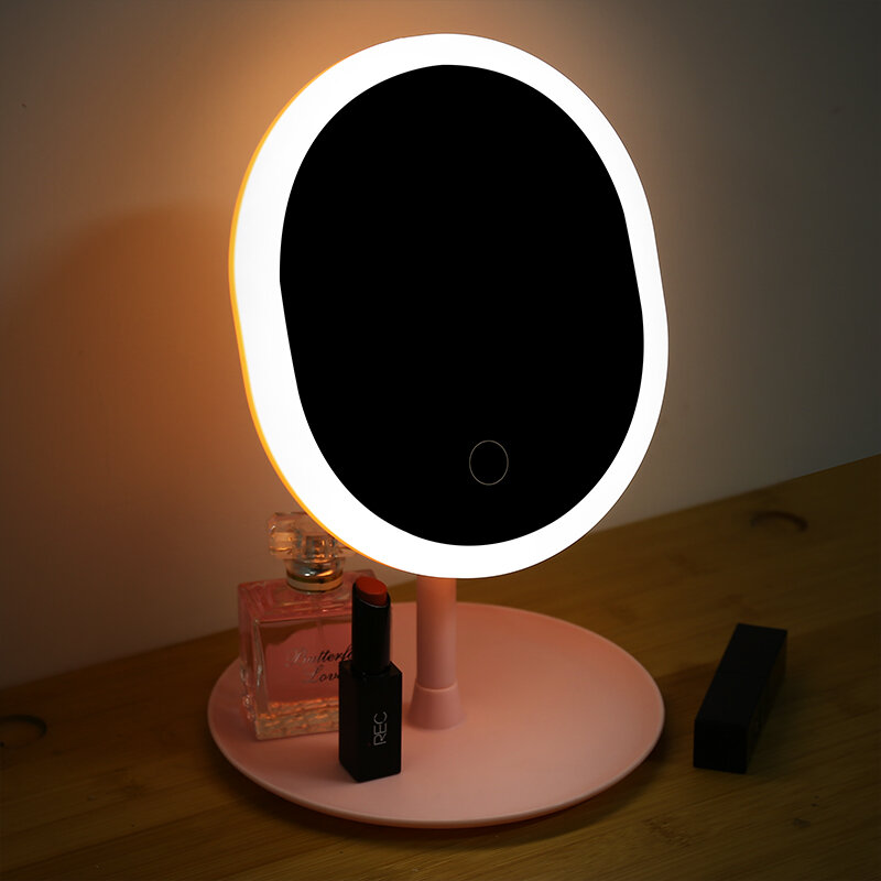 Đèn Led Gương Trang Điểm M007-1 USB Lưu Trữ LED Mặt Gương Cảm Ứng Có Điều Chỉnh Đèn Mờ Led Vanity Mirror Đứng Lên Bàn Làm Việc Mỹ Phẩm Có Gương