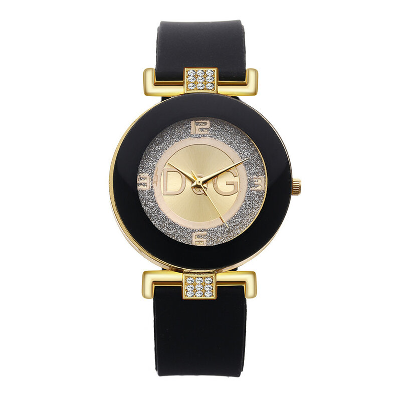 ساعة كوارتز سوداء بسيطة للنساء السيدات موضة عادية سيليكون باند ساعة اليد Relogio Feminino zegarek damski الإناث على مدار الساعة
