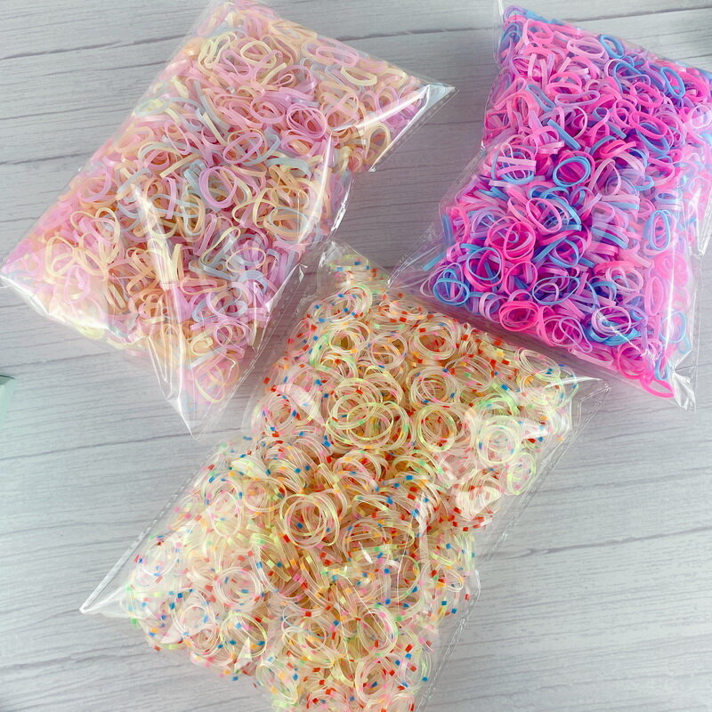 1000 pz/pacco colorati spessi elastici trasparenti per neonate elastici per capelli coda di cavallo polsino per bambini gomma per capelli Scrunchie